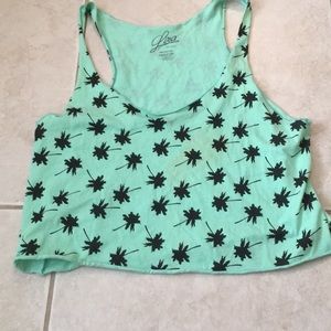 Green/real palm tree crop top